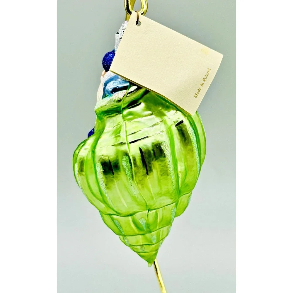 Patricia Breen Coastal Santa Blue Suit Green Shell Christmas Ornament‎ 1997